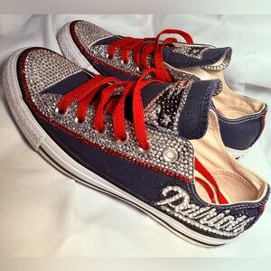 AUTHENTIC CONVERSE with crystals/Patriots logo on both sides!! ONLY WORN ONCE!!